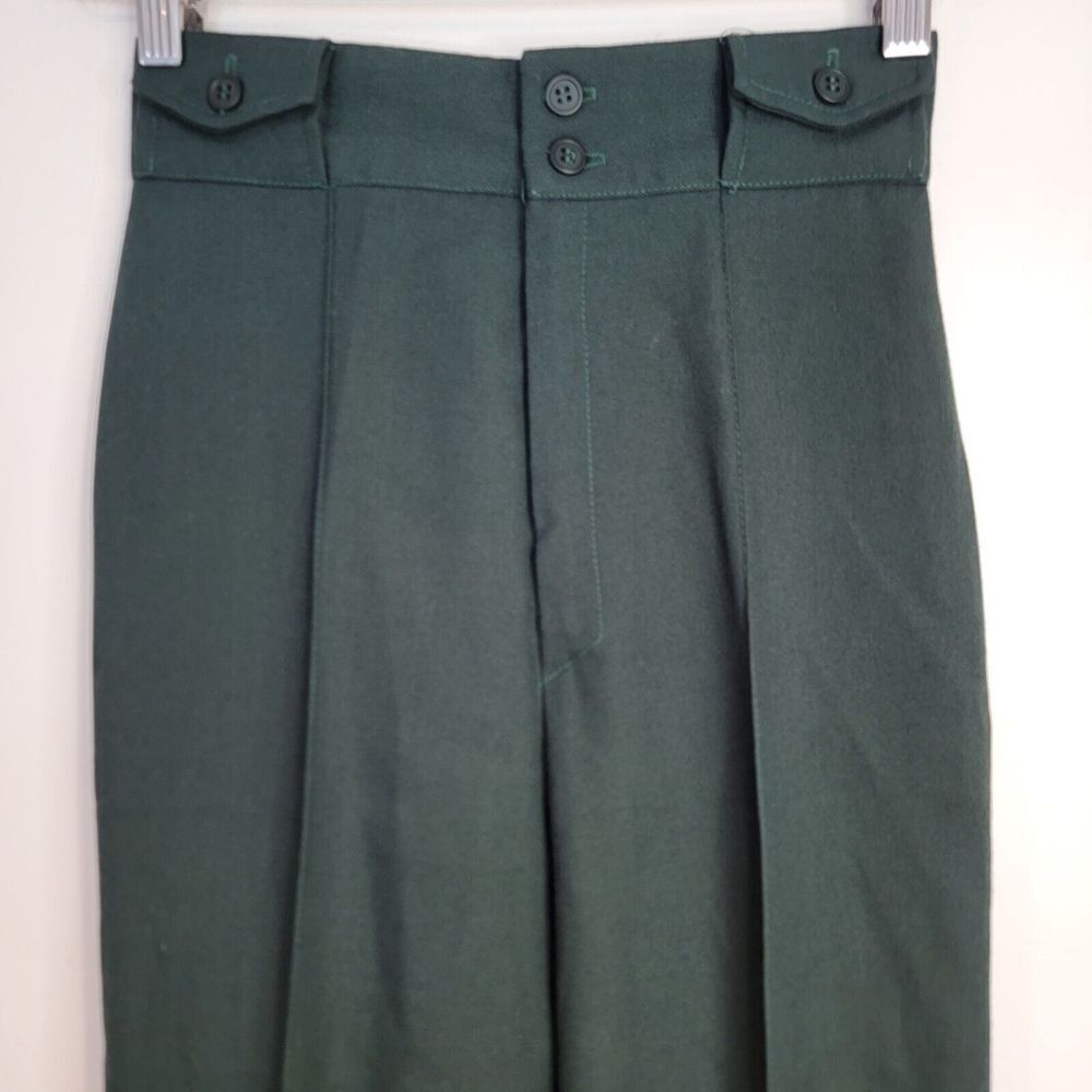 Vintage HAPPY LEGS Green HIGH WAISTED PLEATED TROUSERS Womens Size 5 Made In USA